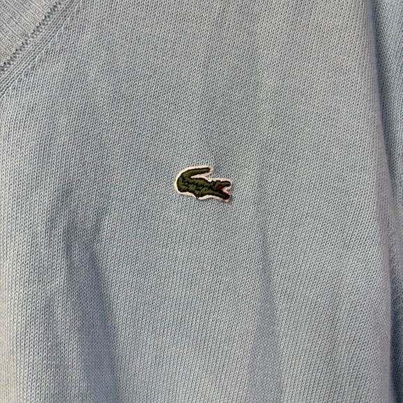 Lacoste Sweater Vest Mens 6 L Blue V-Neck Crocodile Logo Golf Preppy Academia - Picture 2 of 7